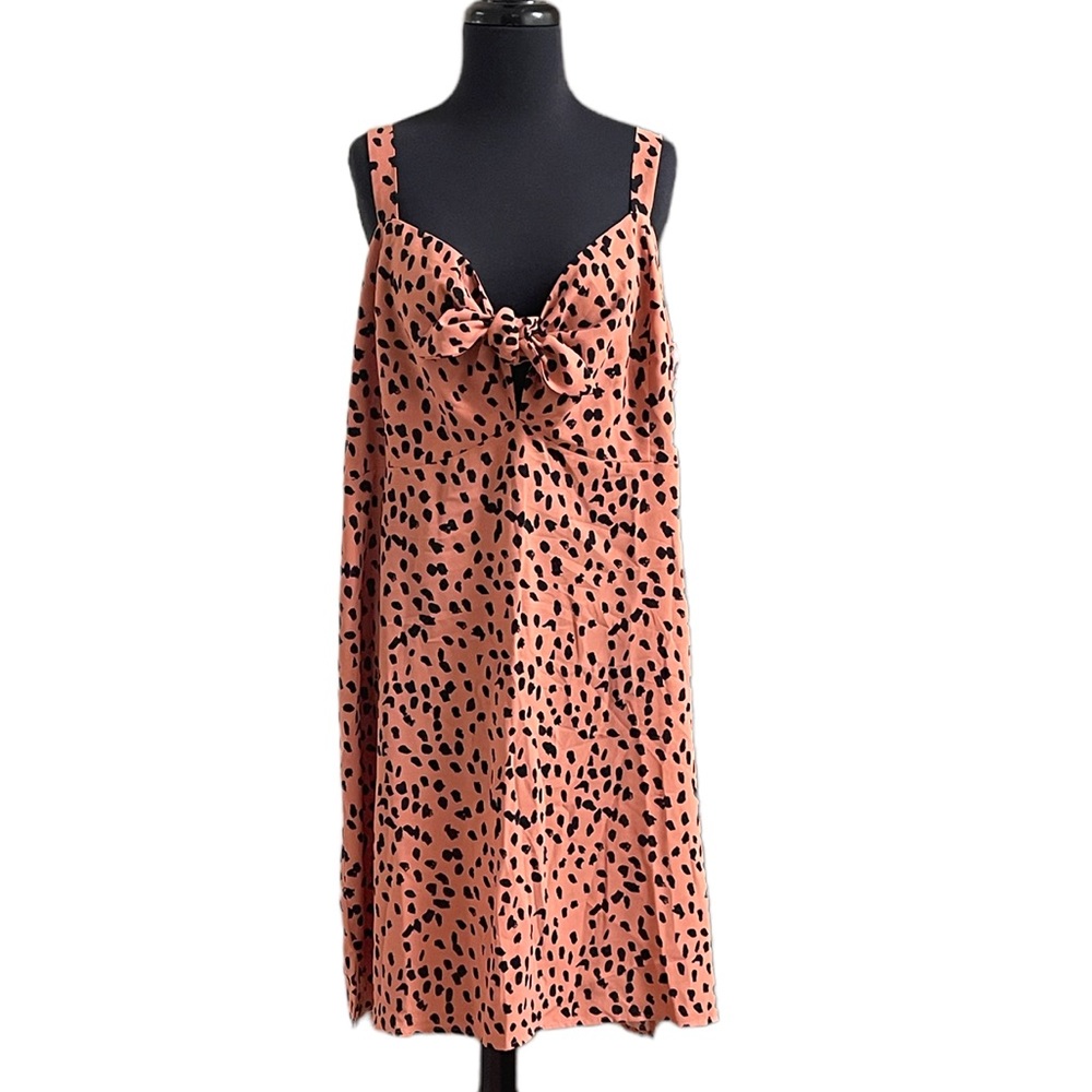 Hailey & Co. Animal Print Sleeveless Dress Sz 3X Orange Tan Tie Bodice